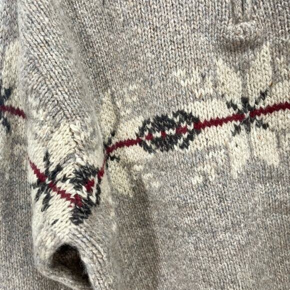 Vintage Eddie Bauer Legend Mens Knit Lambswool Nordic Sweater Quarter Pull Large - Picture 6 of 14